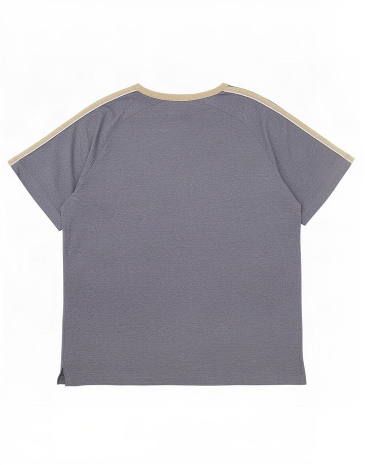 Asics Herren-T-Shirt-Oberteil aus mittelblauer Colourblock-Baumwolle