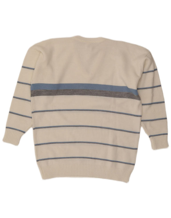 St. Bernard Herren-Pullover mit V-Ausschnitt, UK 42, Größe L, Weiß, Farbblock