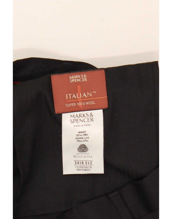 Marks & Spencer Herren-Anzughose mit Pegged-Anzug, W38, L31, schwarzes Polyester