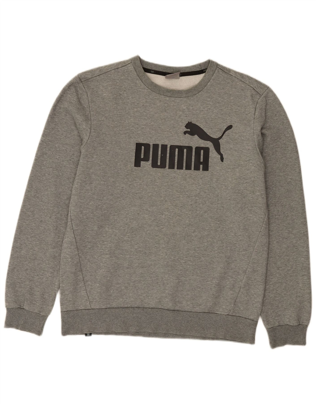 Puma Herren Grafik-Sweatshirt-Pullover aus mittelgrau gesprenkelter Baumwolle