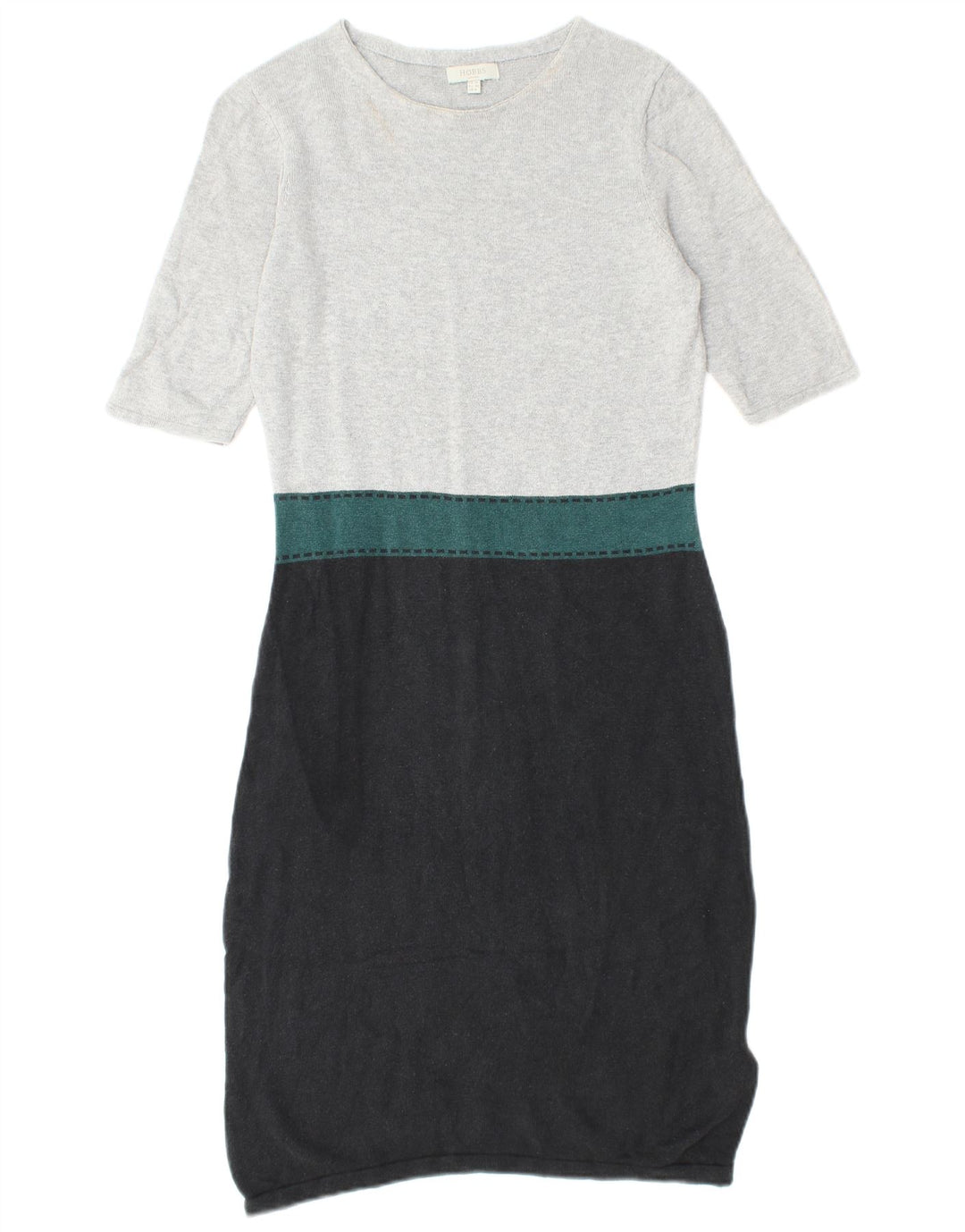 HOBBS Damen-Pulloverkleid mit kurzen Ärmeln, Gr. 10, Größe S, Grau, Colourblock-Seide