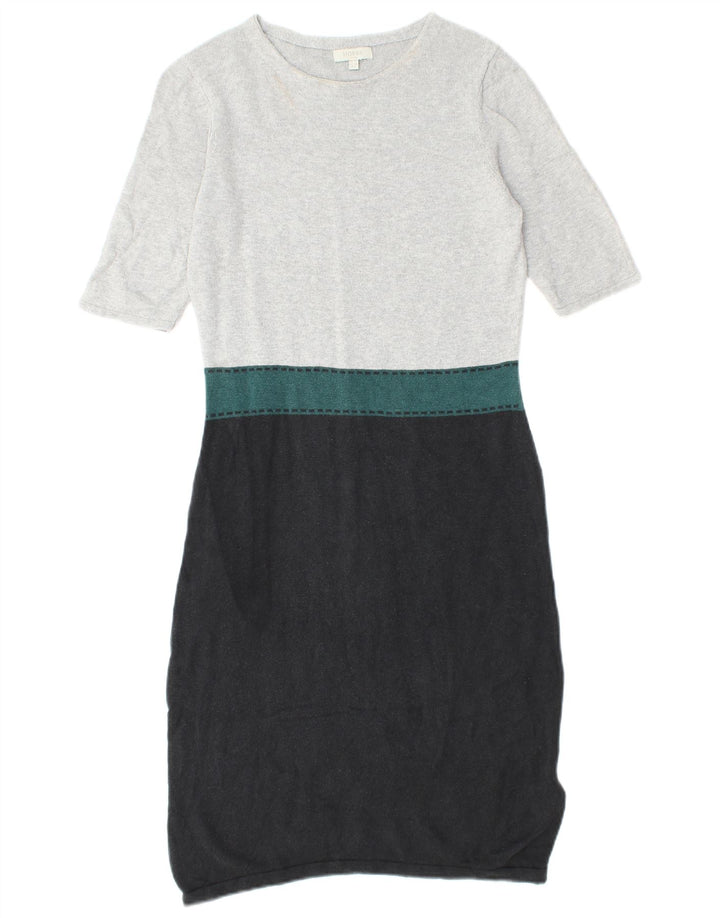HOBBS Damen-Pulloverkleid mit kurzen Ärmeln, Gr. 10, Größe S, Grau, Colourblock-Seide