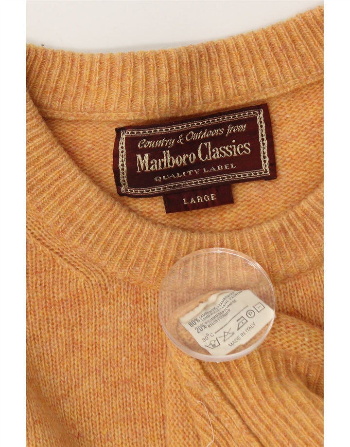 Marlboro Classics Herren-Pullover mit Rundhalsausschnitt, groß, orangefarbene Wolle