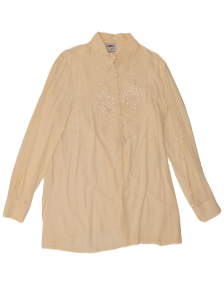 Vintage Damen Hemdbluse EU 44 XL Beige Seide
