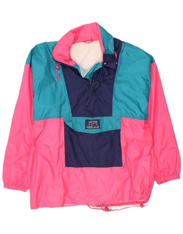 Vintage Herren Anorak Jacke UK 40 Großes rosa Farbblock-Polyamid