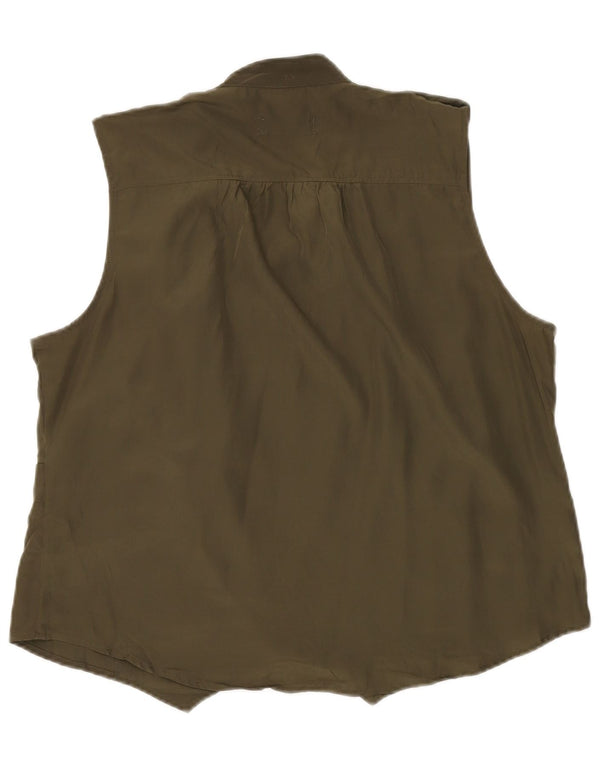 Mossimo Damen Militär-Hemdbluse, ärmellos, UK 20 2XL, Khaki, Polyester