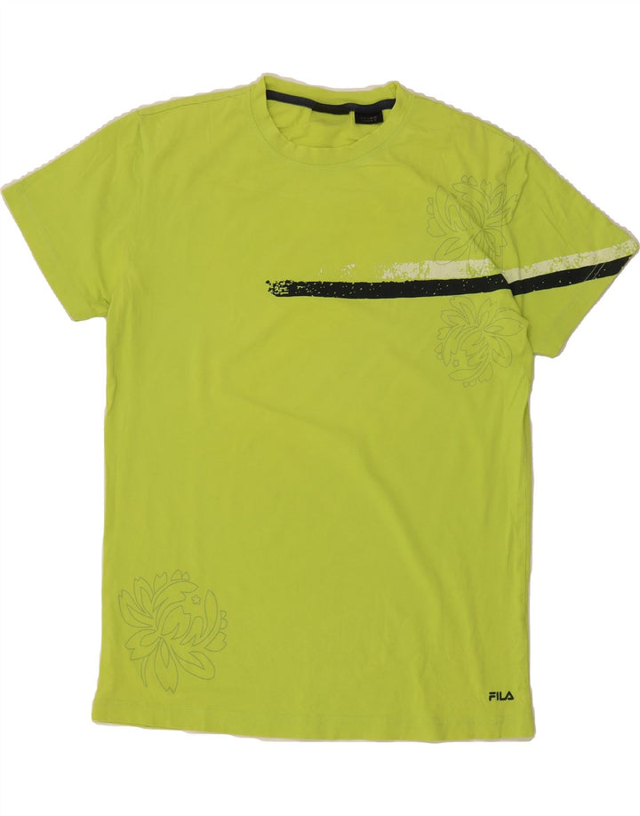 FILA Mens Graphic T-Shirt Top Medium Green Floral Cotton Vintage Fila and Second-Hand Fila from Messina Hembry 