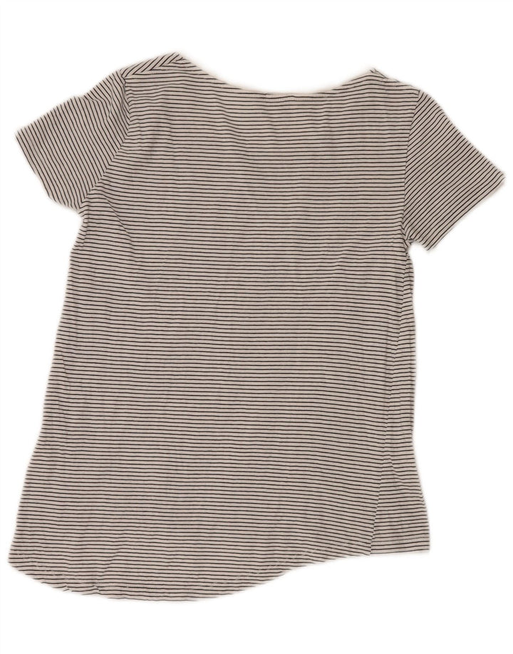 ZARA Damen T-Shirt Top UK 10 Small Grau Nadelstreifen