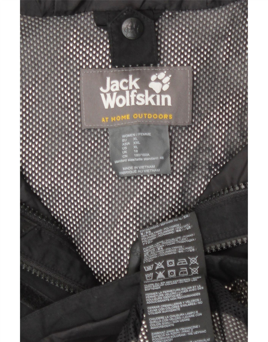 Jack Wolfskin Damen Windjacke mit Kapuze UK 18 XL Schwarz Polyamid
