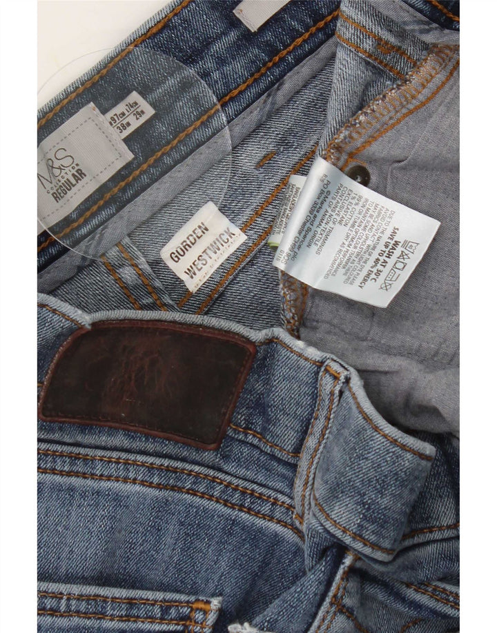 Marks & Spencer Herren-Jeans, normal, verkürzt, W38, L25, Blau, Baumwolle