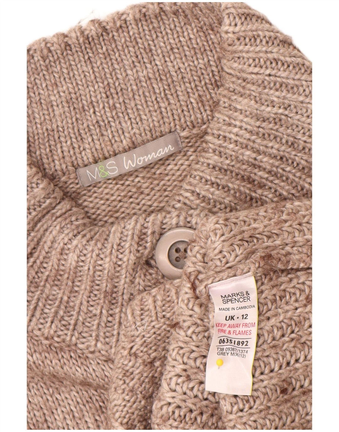 Marks & Spencer Damen-Cardigan-Pullover UK 12 Mittelgrau geflecktes Acryl