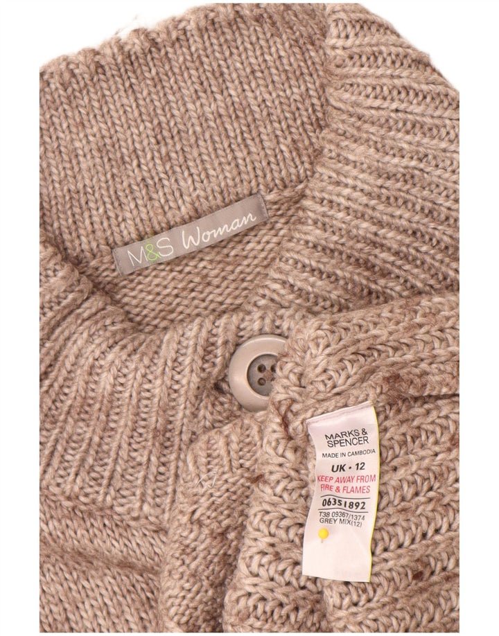 Marks & Spencer Damen-Cardigan-Pullover UK 12 Mittelgrau geflecktes Acryl