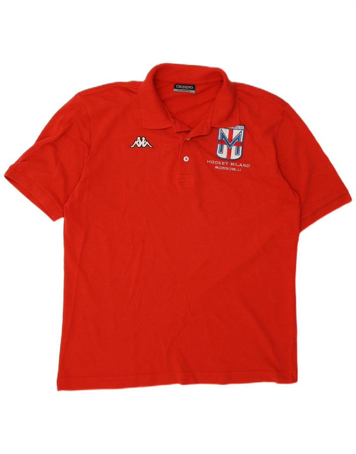 Kappa Herren Grafik-Poloshirt XL aus roter Baumwolle