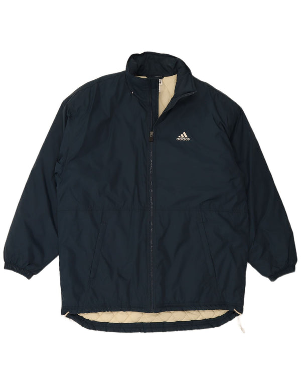 Adidas Herren gepolsterte Jacke UK 38/40 Medium Marineblau Nylon