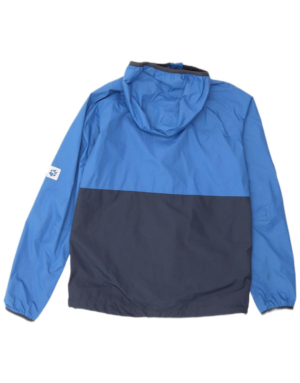 Jack Wolfskin Regenjacke für Jungen, 15–16 Jahre, blaues Colourblock-Polyamid
