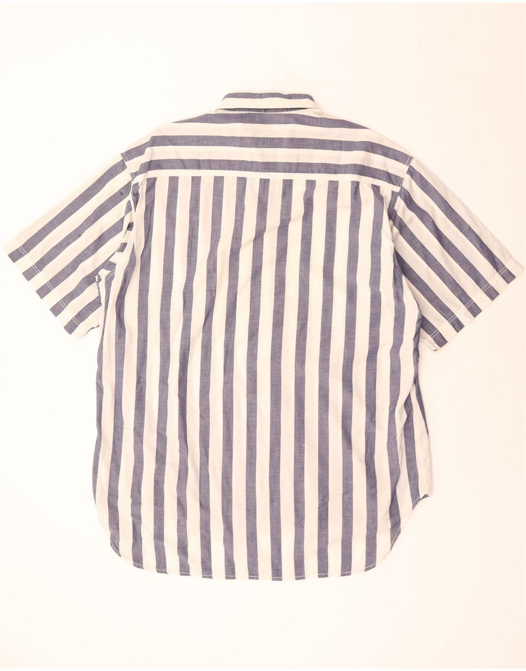 BENETTON Herren-Kurzarmhemd, groß, marineblau gestreift