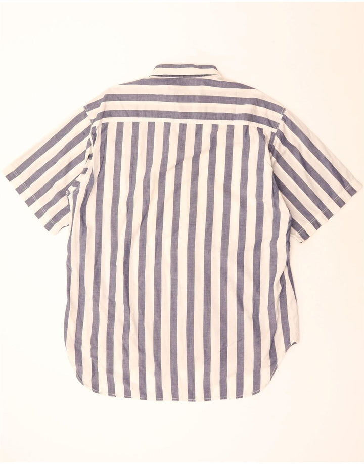 BENETTON Herren-Kurzarmhemd, groß, marineblau gestreift