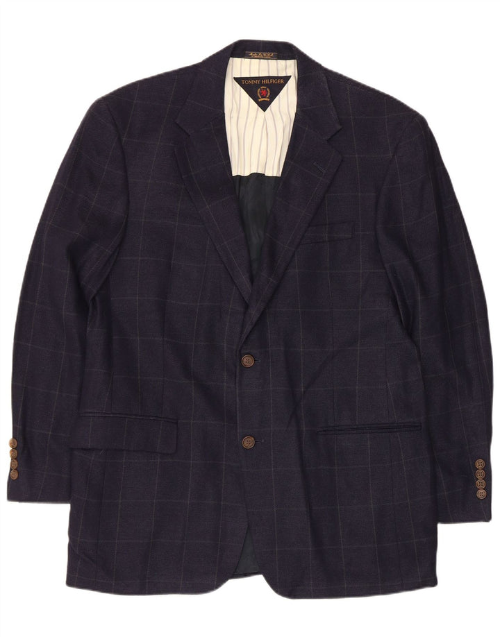 Tommy Hilfiger Herren-Blazer mit 2 Knöpfen, Gr. 39, mittelmarineblau kariert