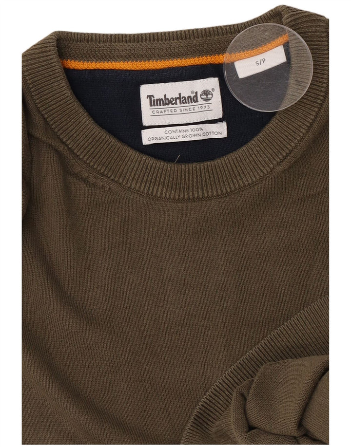 Timberland Herren-Pullover mit Rundhalsausschnitt, Größe S, Khaki, Baumwolle