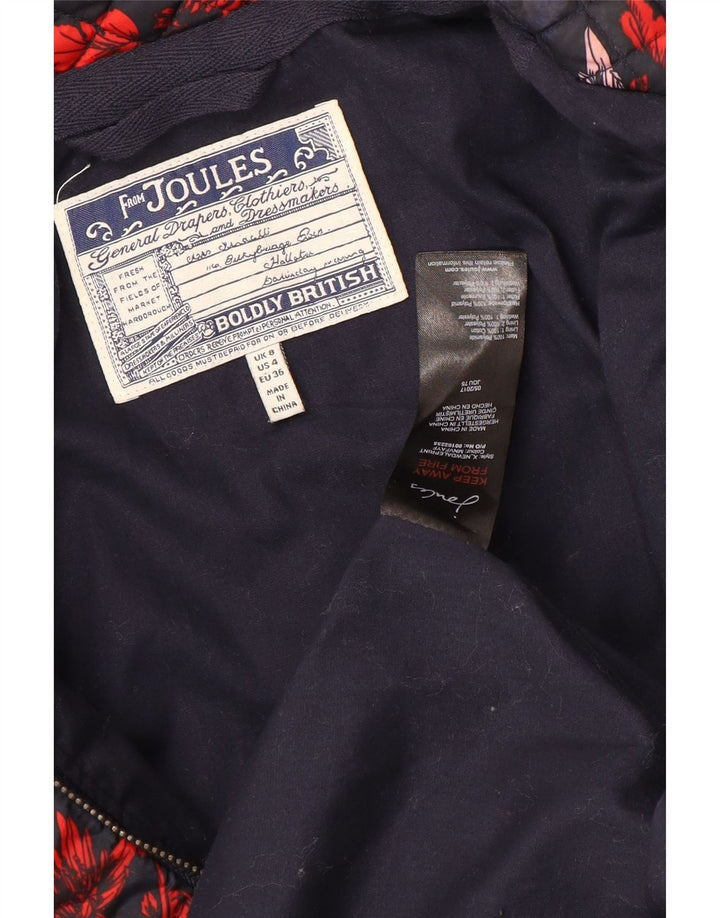 Joules Damen Steppjacke UK 8 Small Marineblaues geblümtes Polyamid