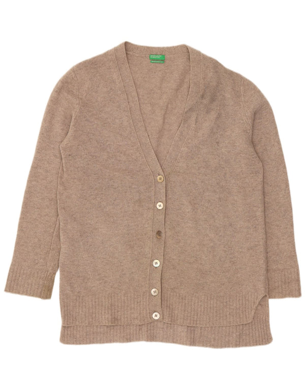 Benetton Damen-Cardigan-Pullover UK 14 Mittelbeige Wolle