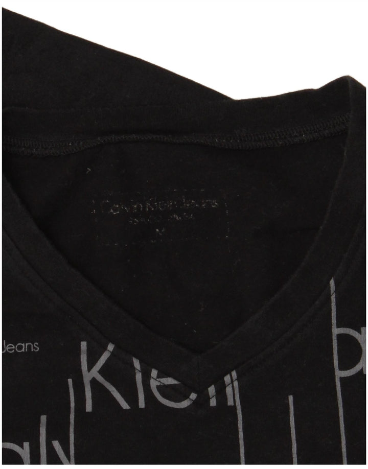 Calvin Klein Jeans Damen Graphic Top Langarm UK 12 Medium Schwarz