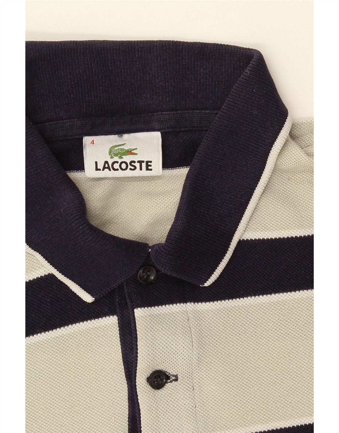 Lacoste Herren-Poloshirt, Größe 4, mittelweiß gestreift