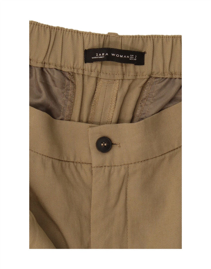 ZARA Womens Pegged Capri Trousers Large W32 L23 Khaki Vintage Zara and Second-Hand Zara from Messina Hembry 