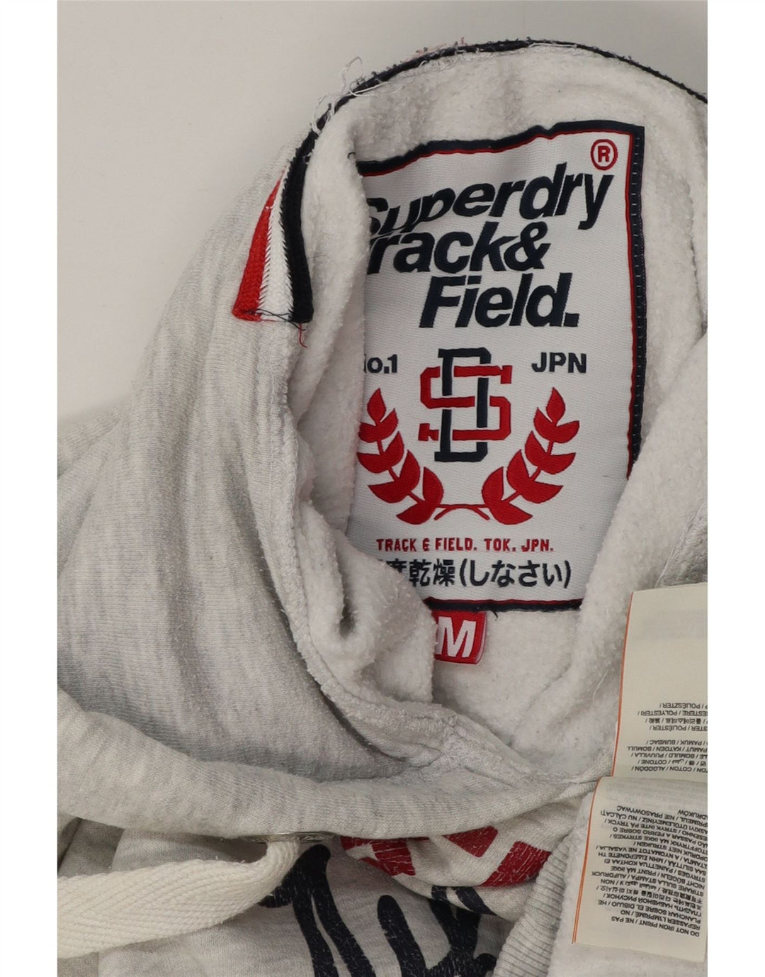 Superdry Graphic Hoodie-Pullover für Damen, UK 12, mittelgrau gefleckte Baumwolle