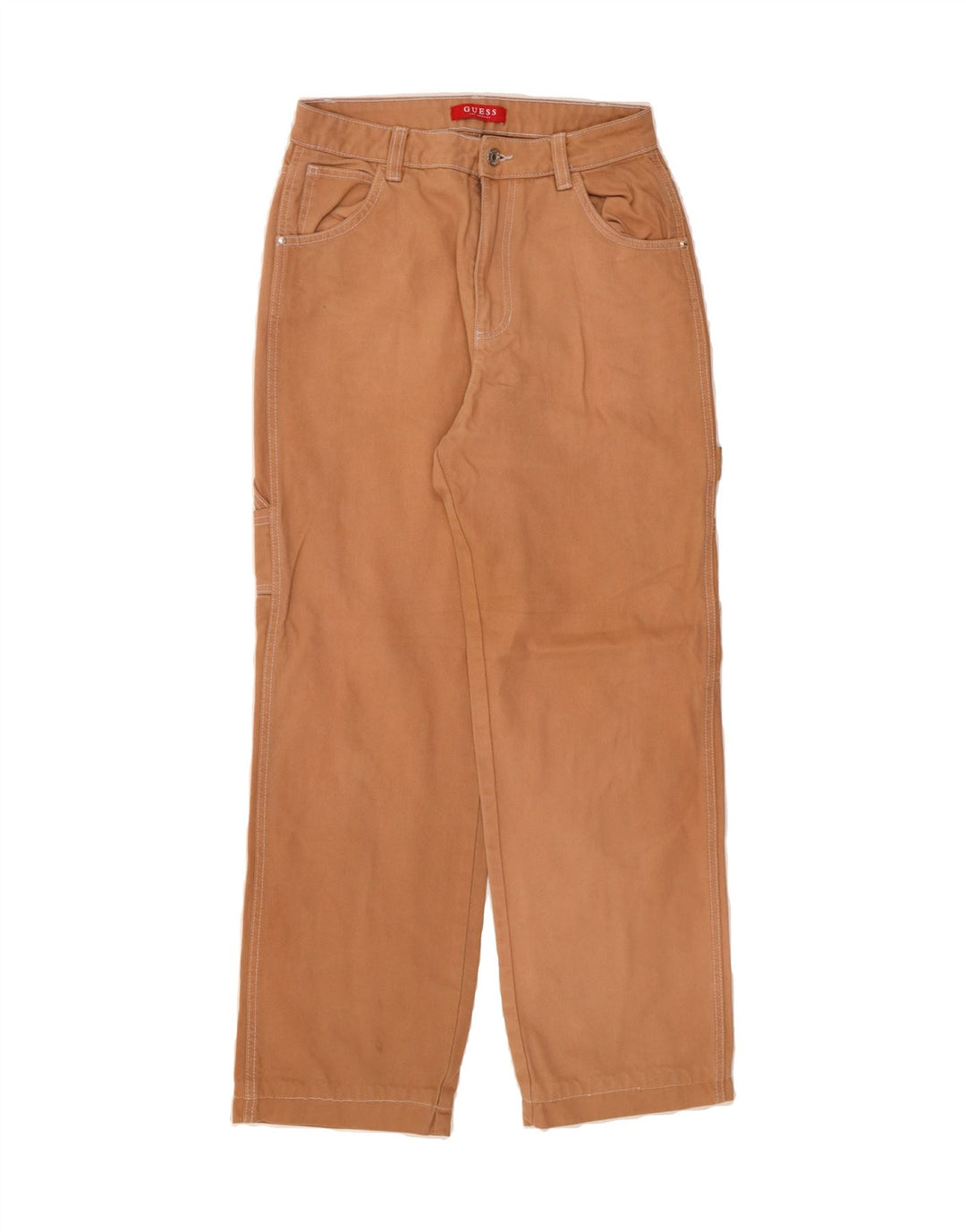 GUESS Womens Straight Cargo Trousers W27 L28 Brown Cotton Vintage Guess and Second-Hand Guess from Messina Hembry 