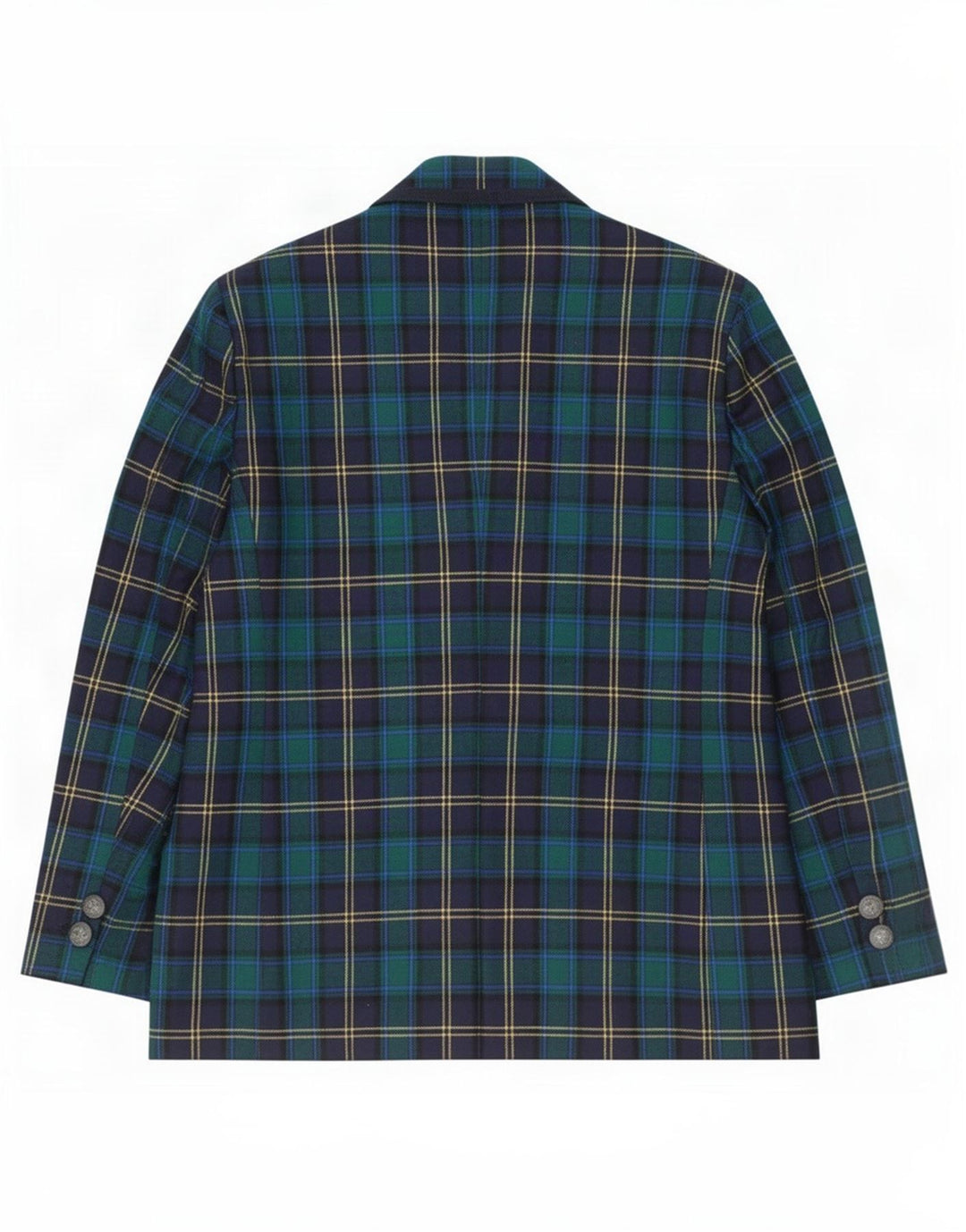 Dominew Damen-Blazerjacke mit 3 Knöpfen, IT 50 XL, grün karierte Schurwolle