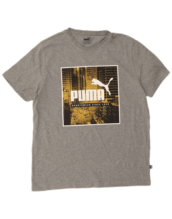 Puma Herren Grafik T-Shirt Top XL Grau gefleckte Baumwolle