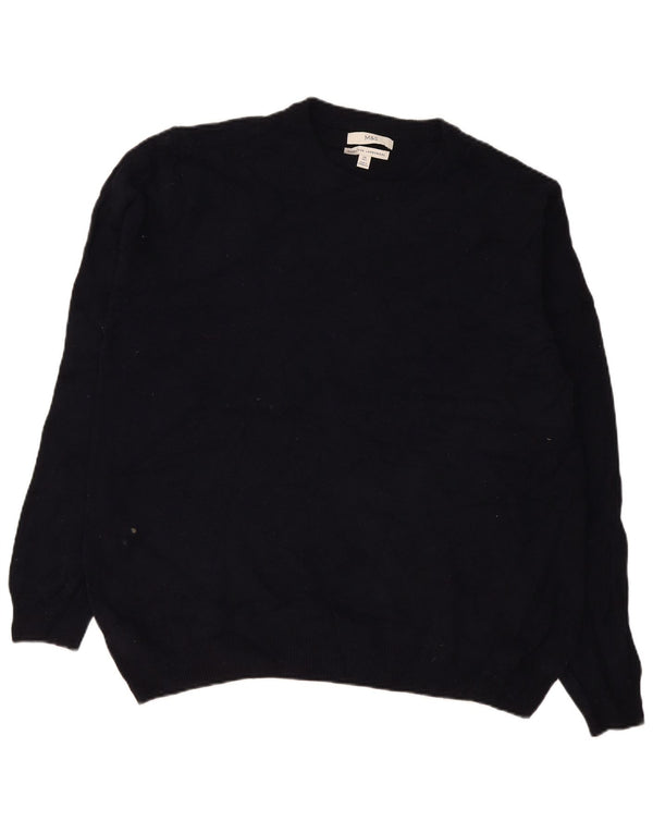 Marks & Spencer Herren-Pullover mit Rundhalsausschnitt, 2XL, marineblaue Lammwolle