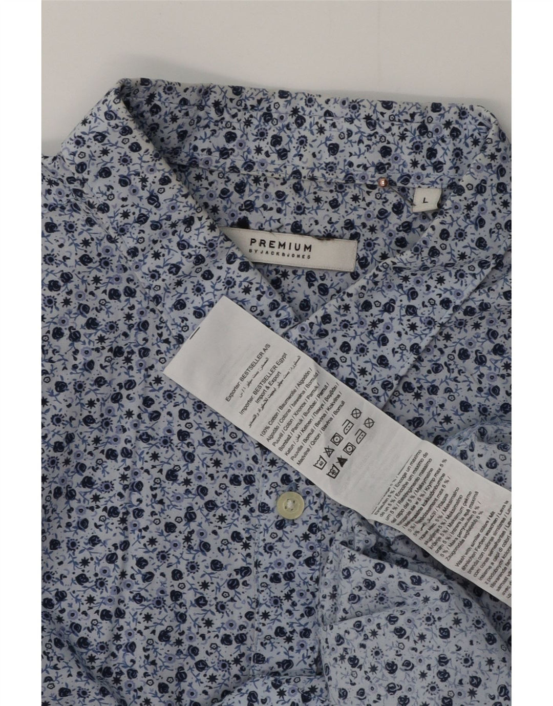 JACK & JONES Herren-Kurzarmhemd, groß, blau, geblümt, Baumwolle