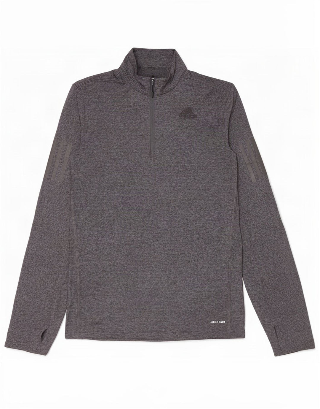 Adidas Herren Aeroready Zip Neck Top Langarm Small Grau meliert Polyester
