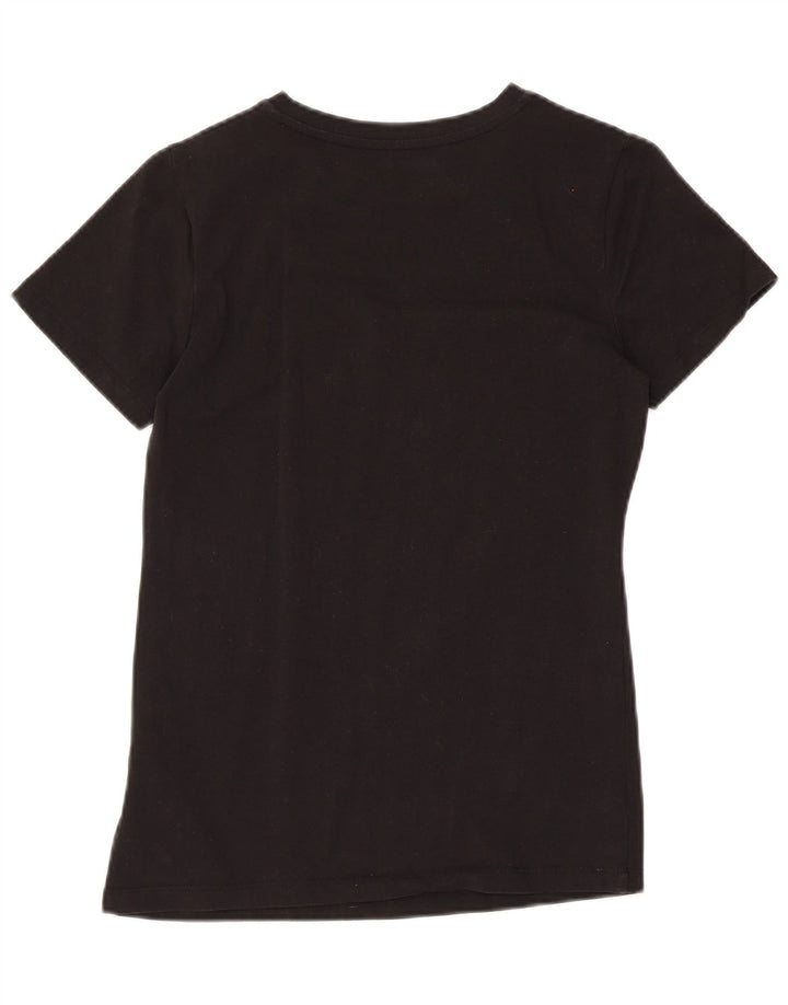 CALVIN KLEIN JEANS Damen Grafik T-Shirt Top UK 6 XS Schwarz Baumwolle