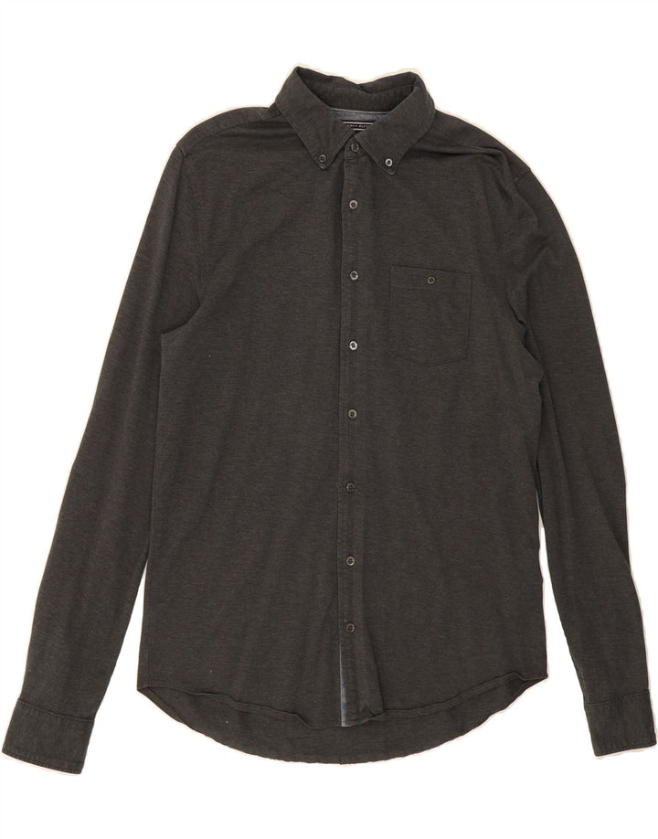 TOMMY HILFIGER Mens Slim Fit Flannel Shirt Medium Grey Cotton Vintage Tommy Hilfiger and Second-Hand Tommy Hilfiger from Messina Hembry 