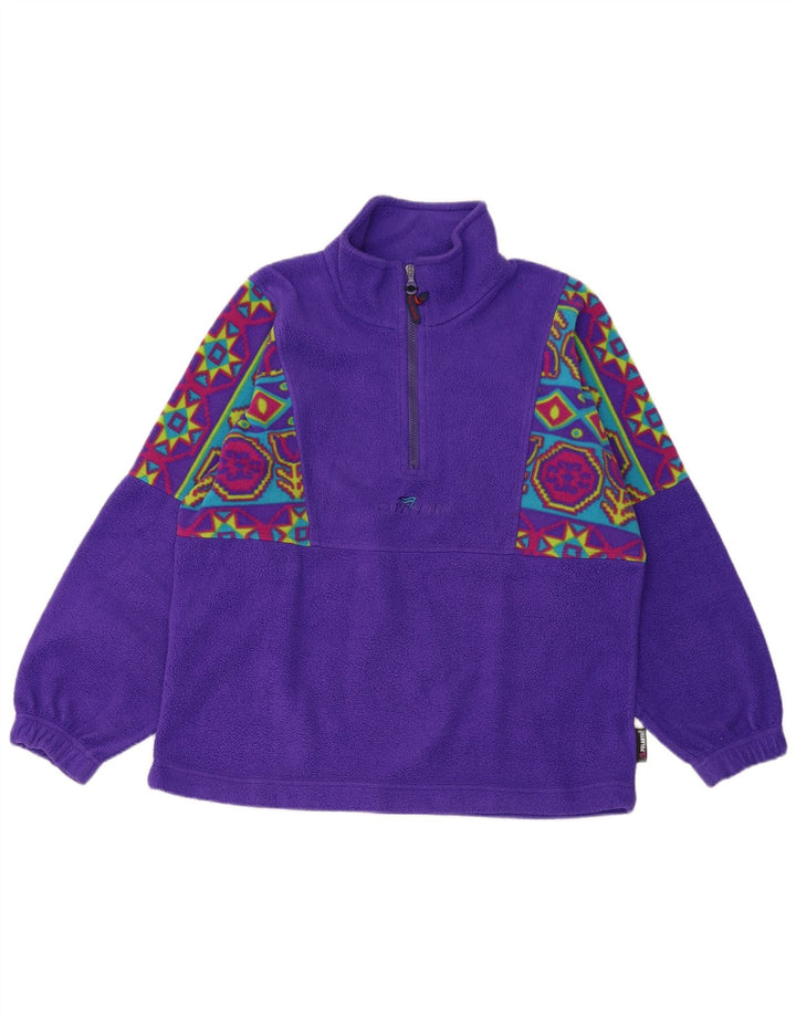 Cape Horn Herren-Fleecepullover mit Reißverschluss am Hals, mittelviolett, geometrisch