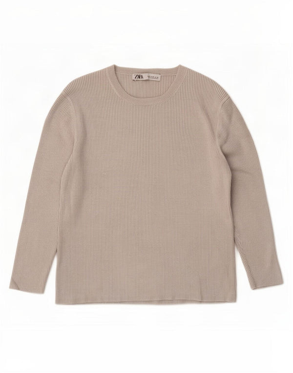 Zara Damen Top Langarm UK 18 XL Graue Viskose