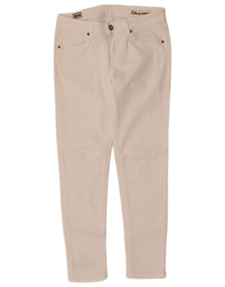 Blauer Damen Skinny Jeans W26 L26 Weiß