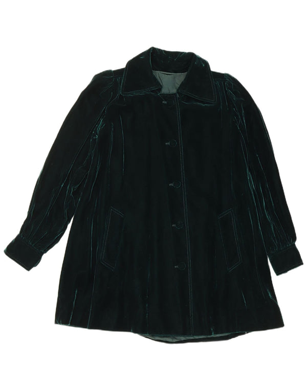 Vintage Damen Samtmantel UK 14 Mittelgrün
