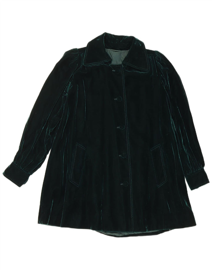 Vintage Damen Samtmantel UK 14 Mittelgrün