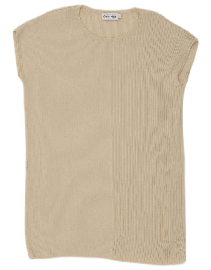 Calvin Klein Damen Longline Vest Tank Top UK 14 Medium Beige