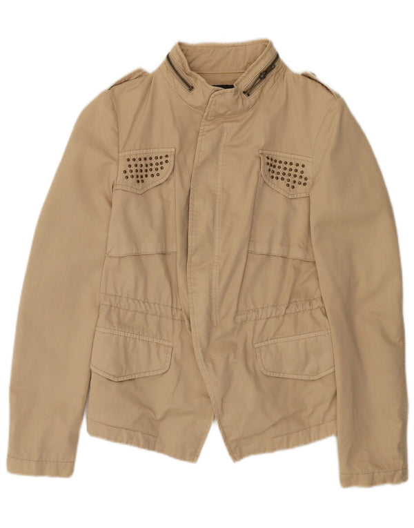 Zara Damen Utility-Jacke UK 36 Small Beige Baumwolle