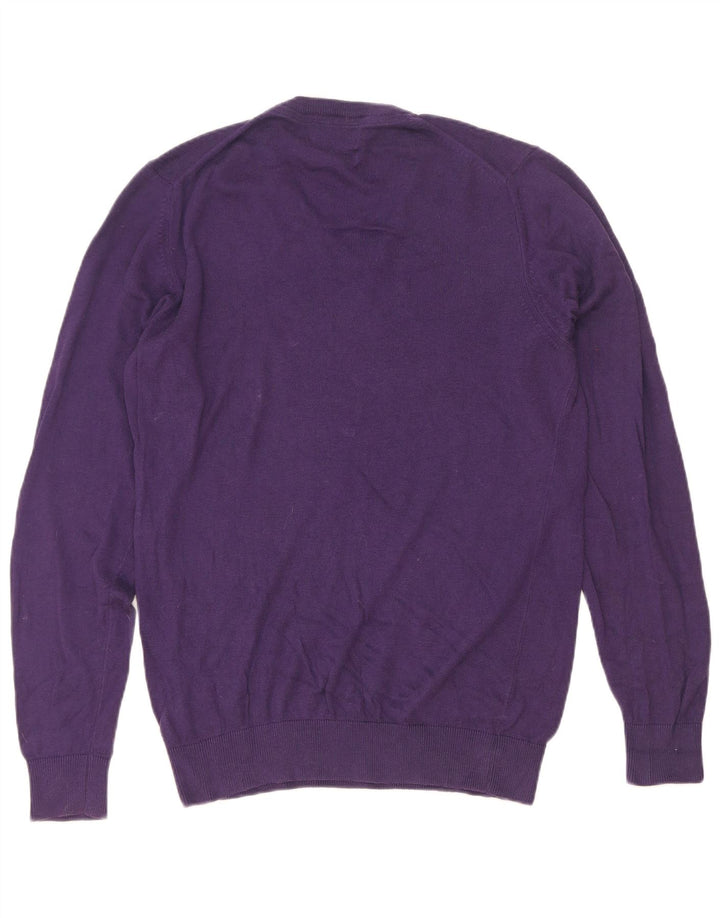 Marks & Spencer Herren-Pullover mit normaler Passform und V-Ausschnitt aus mittelvioletter Baumwolle