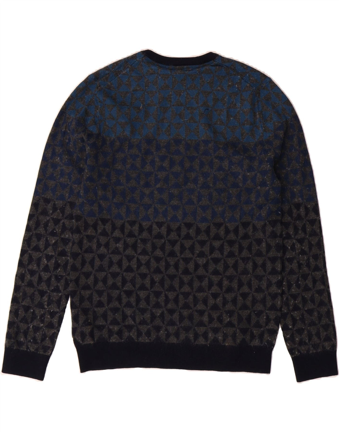 TED BAKER Womens Crew Neck Jumper Sweater Size 4 Large Navy Blue Geometric Vintage Ted Baker and Second-Hand Ted Baker from Messina Hembry 