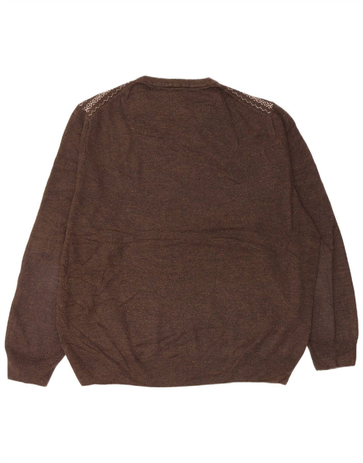 Dockers Herren-Pullover mit Rundhalsausschnitt, XL, braun, Fair-Isle-Acryl