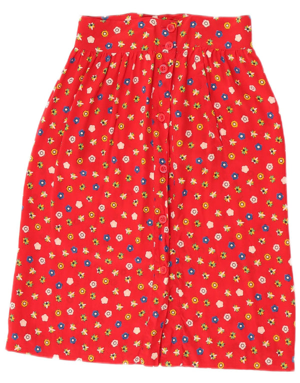 Alberto Aspesi Damen-Midirock mit hoher Taille, W24, XS, rote Blumenseide