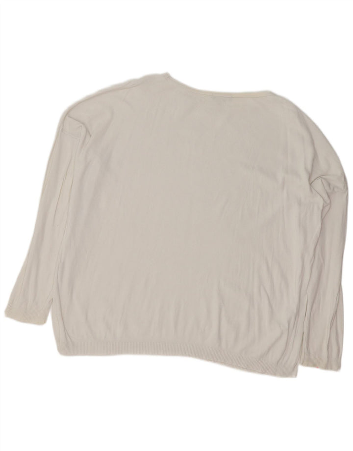 BENETTON Damen-Pullover in Übergröße mit U-Boot-Ausschnitt, Gr. 14, Mittelweiß