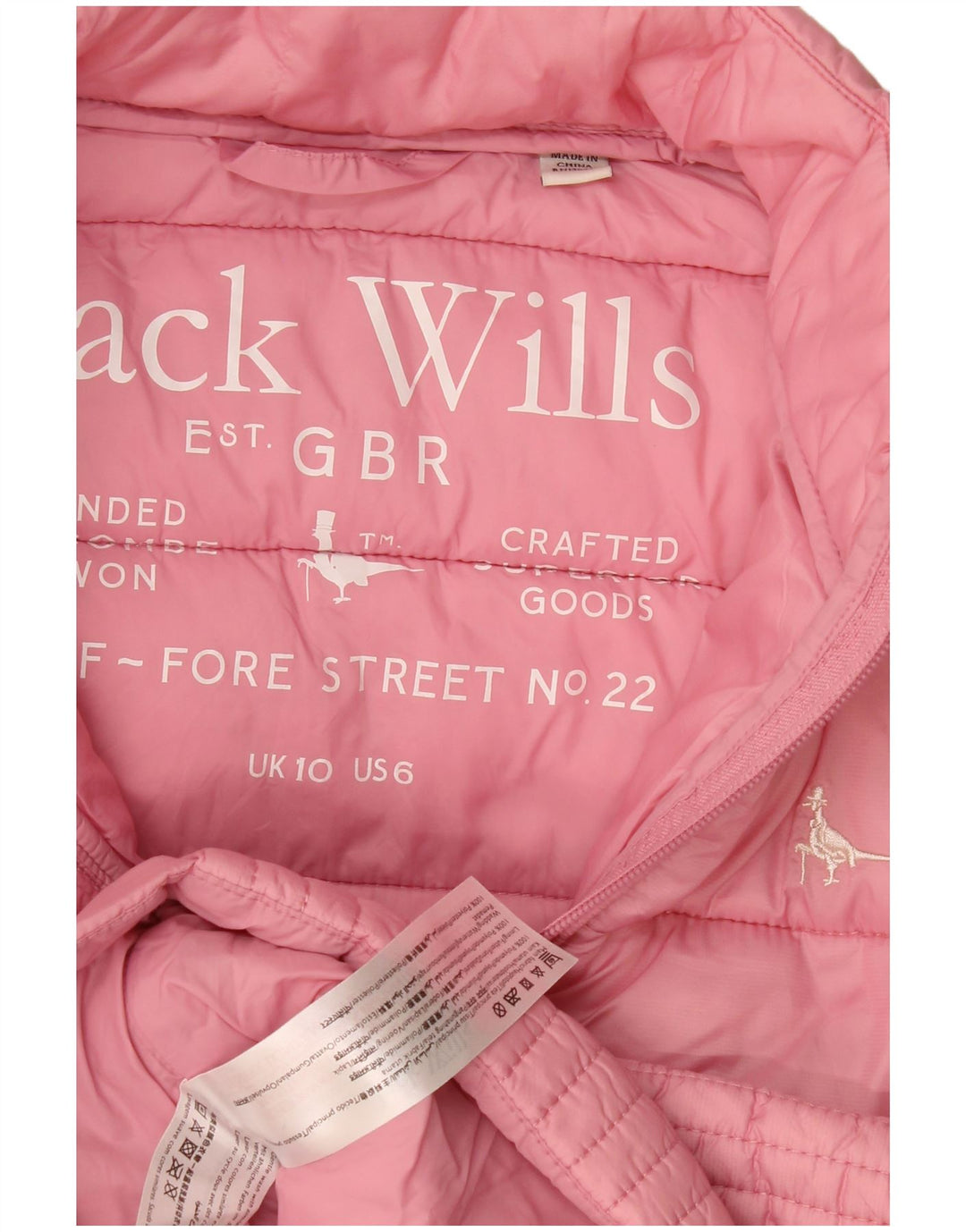 Jack Wills Damen Wattierte Jacke UK 10 Small Rosa Polyamid